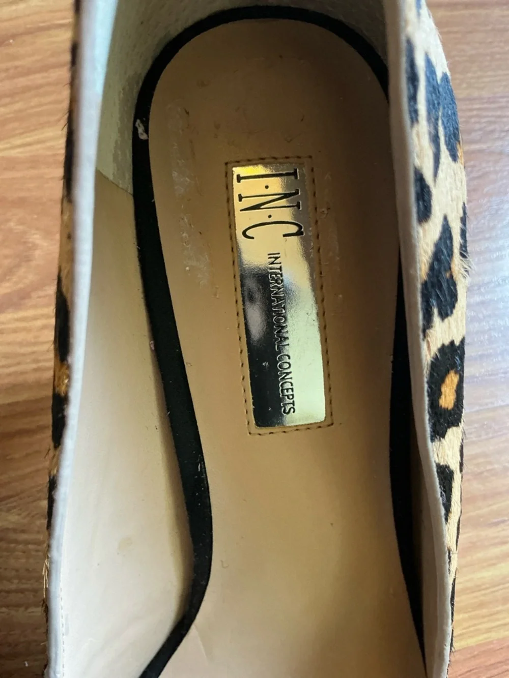 INC International Concepts Leopard Print Tan and Black Pointed Toe Pumps